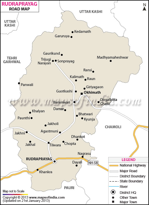 Road Map of Rudra prayag Road Map of Rudra prayag