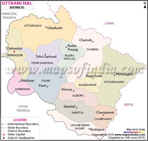 Uttarakhand or Uttaranchal Map