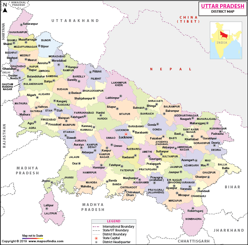 and get the detailed district map district map of uttar pradesh click ...