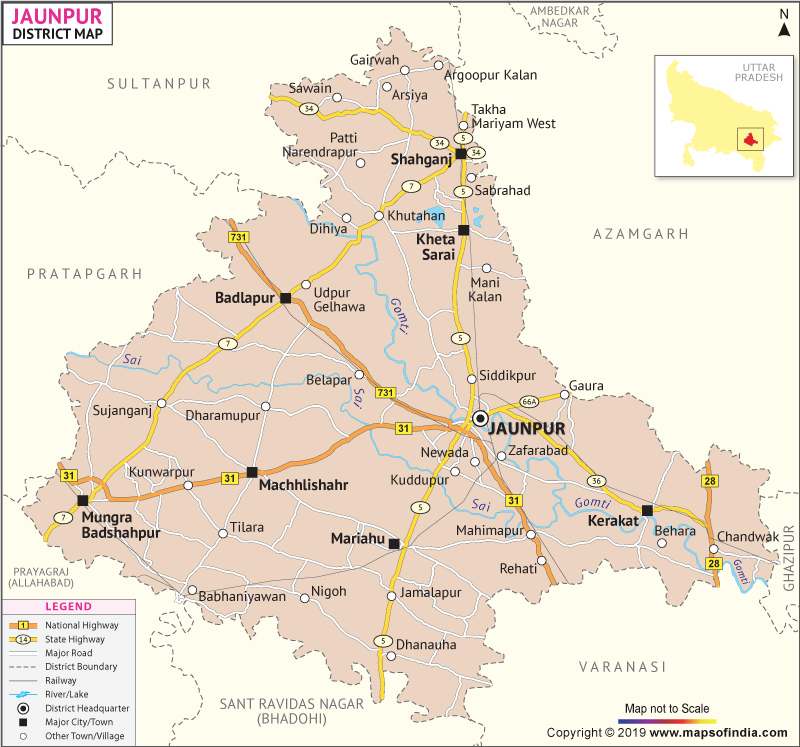 get the detailed district map district map of jaunpur click here for ...