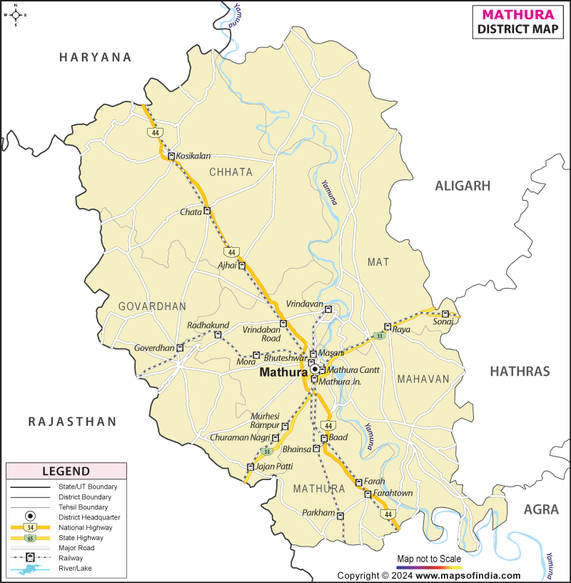 get the detailed district map district map of mathura click here for ...