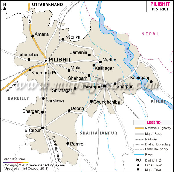 get the detailed district map district map of pilibhit click here for ...