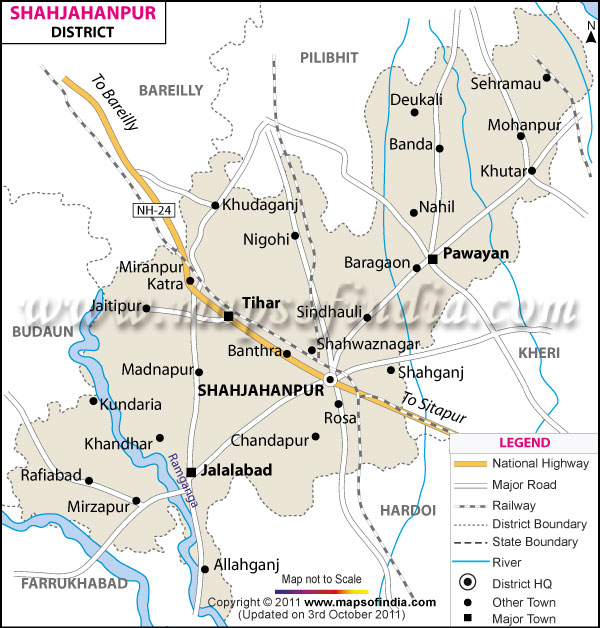 District Map of Shahjahanpur