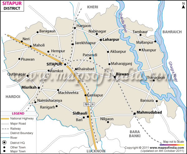 UPTET LATEST NEWS: District Map of Sitapur