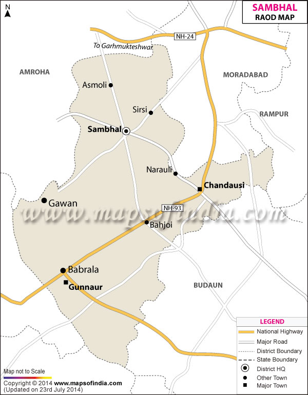 Road Map of Sambhal