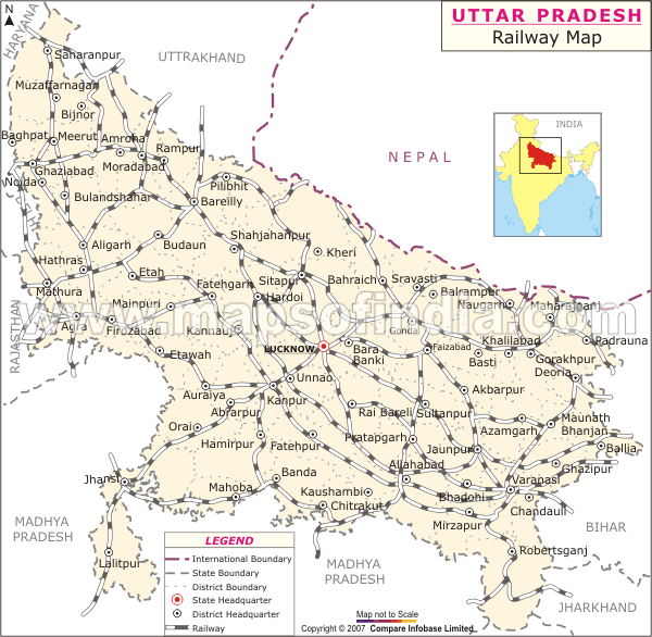 Railway Network Map Of Uttar Pradesh