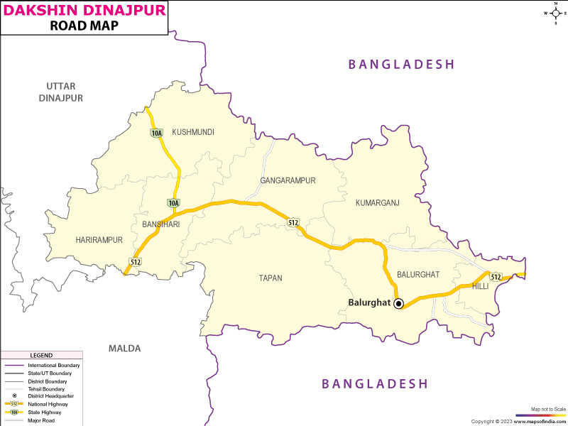 Road Map of Dakshin Dinajpur