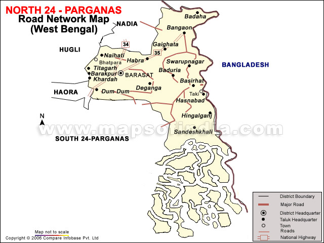 North 24-Parganas Road Network Map