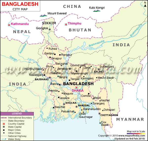 Bangladesh Cities Map