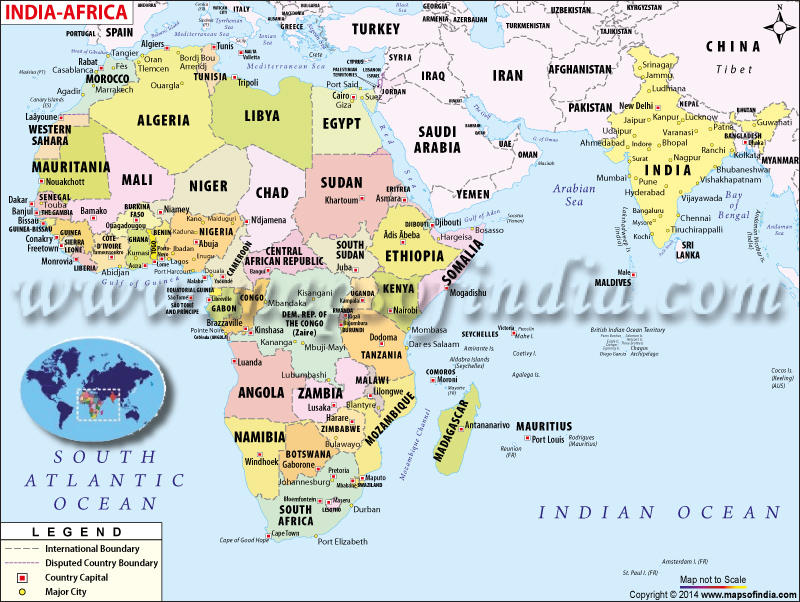 map of africa countries. India Africa Map