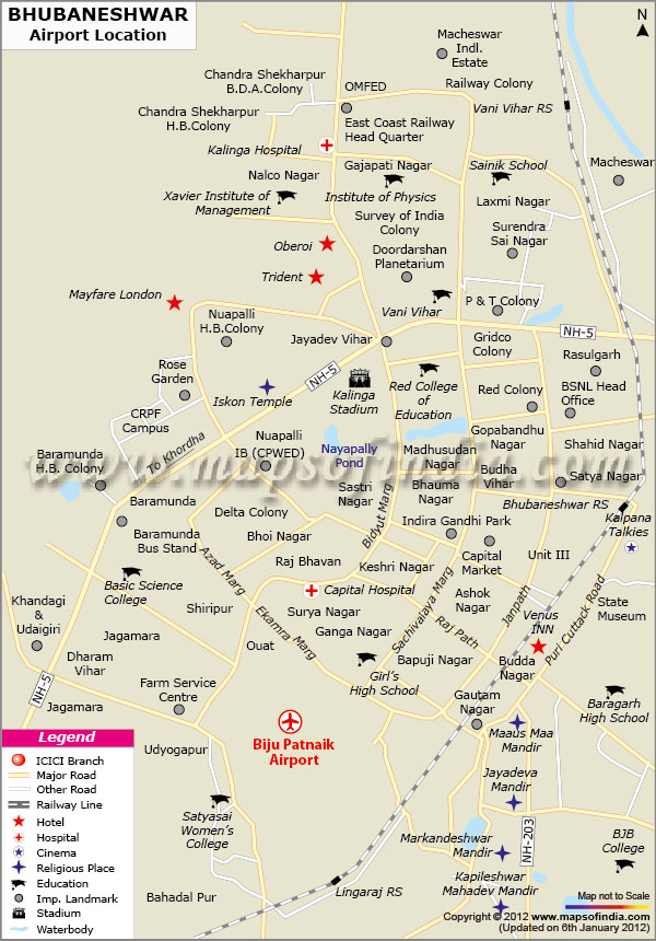 Location Map of Bhubaneshwar Airport