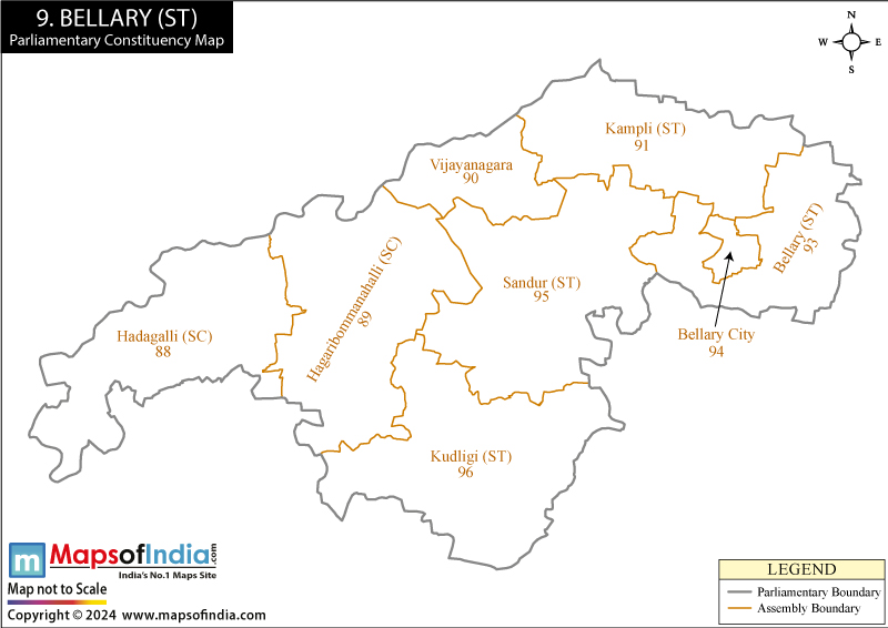 Bellary Constituency Map Karnataka 