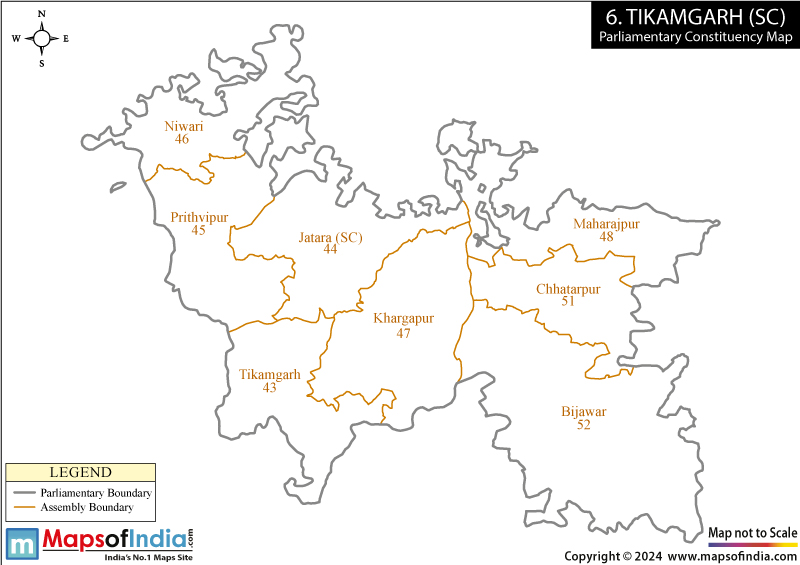 Map of Tikamgarh Parliamentary Constituency