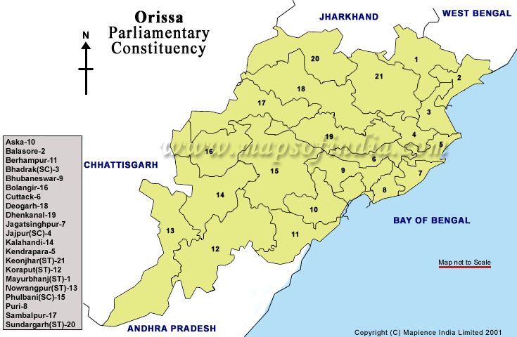 Orissa Parliamentry Constituencies Map