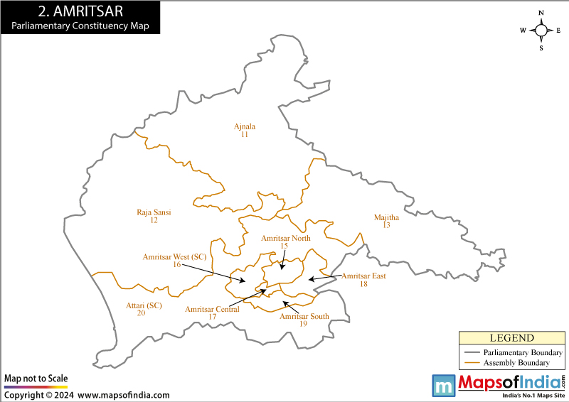 Amritsar Constituencies Map punjab