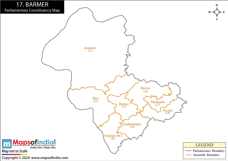 Barmer Constituencies Map Rajasthan