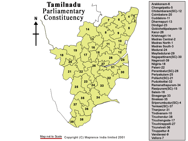 Tamil Nadu  Parliamentry Constituencies Map