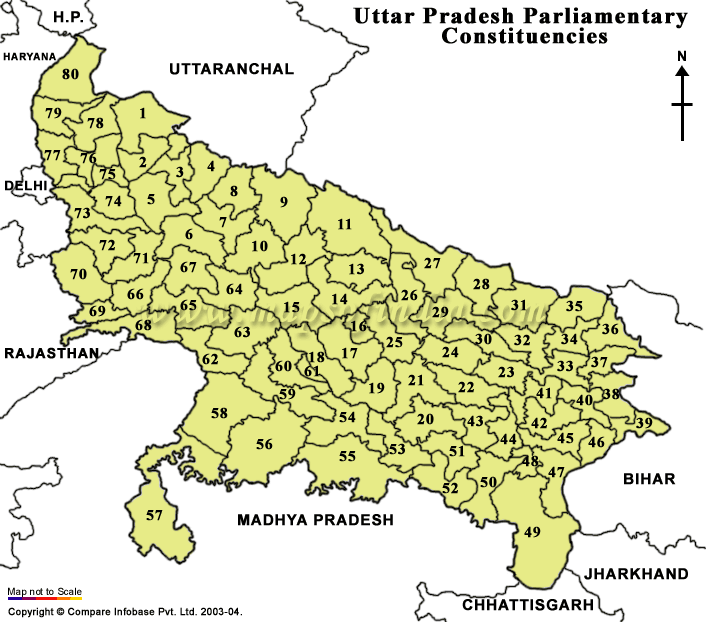 Parliamentary Constituencies 
     Map of Uttar Pradesh