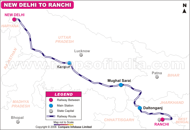 New Delhi to Ranchi Via Daltonganj