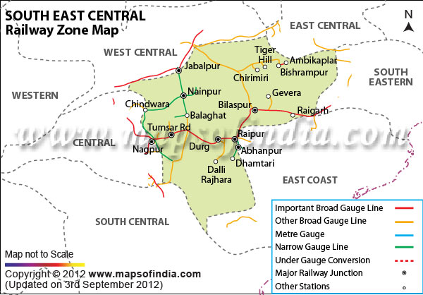 South East Railway Zone Map