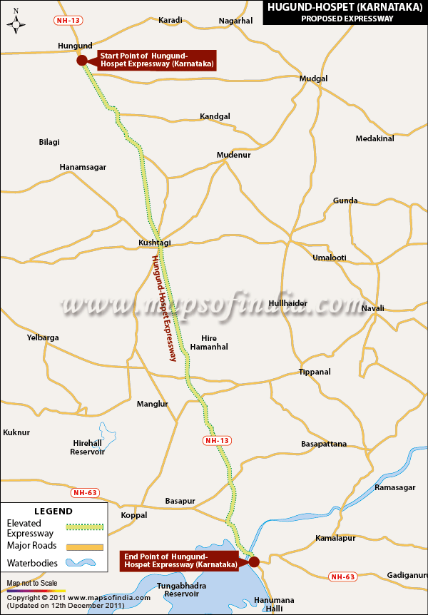 Map of Hungund Hospet Expressway