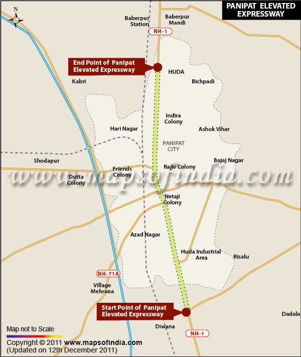 Map of Panipat Elevated Expressway