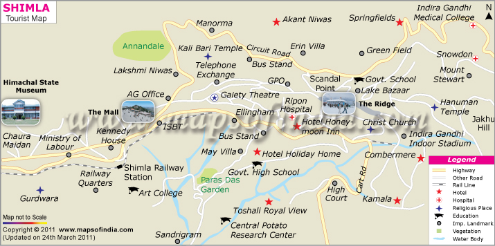 Tourist Map of Shimla