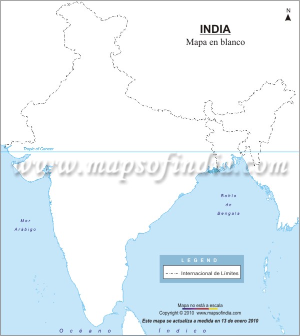Mapa de la India en blanco