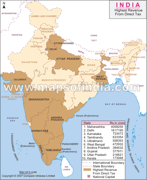 Direct Taxes India Map Direct Taxes India Map