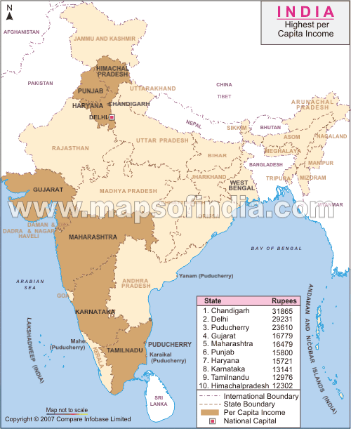 Per Capita Income India Map