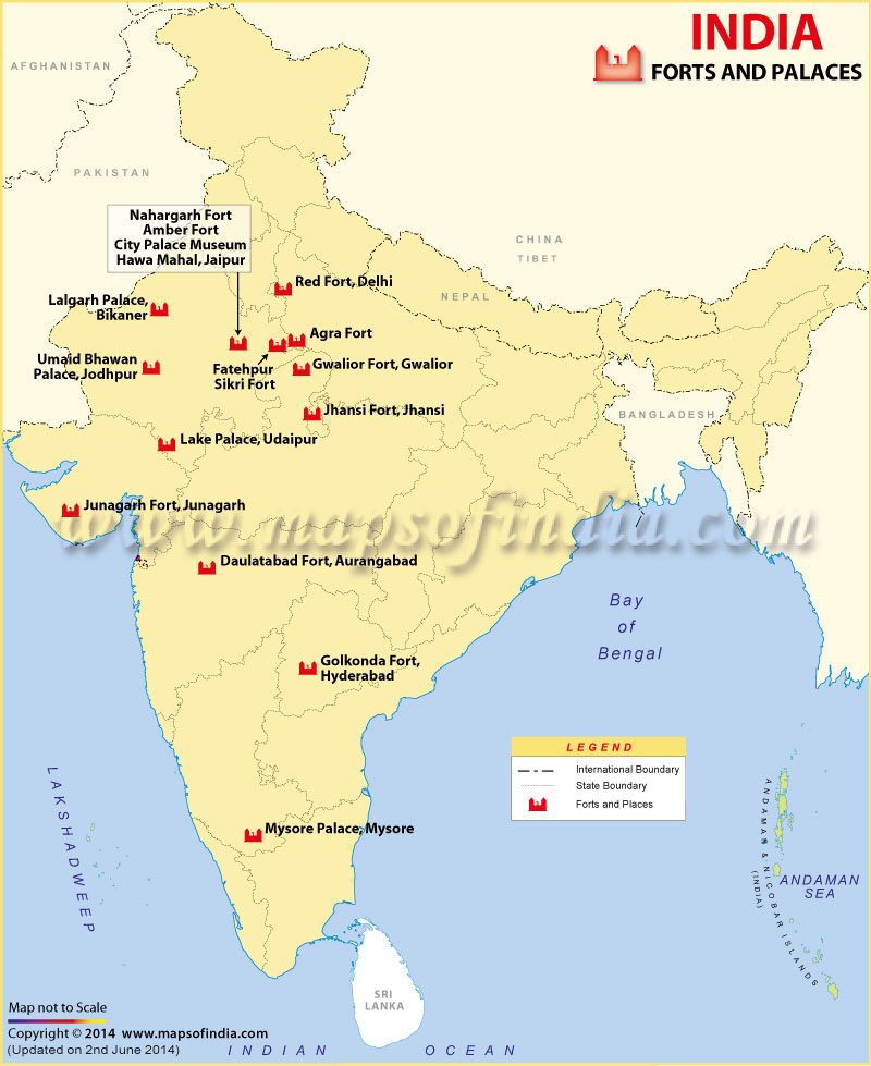 India Forts and Palaces Map