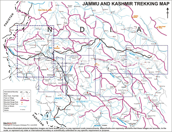 physical map of kashmir