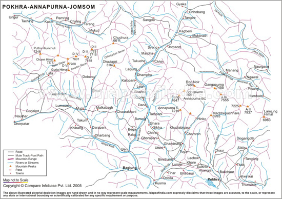 Pokhra Annapurna Jomsom Trekking Route Map