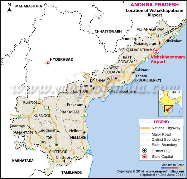 Airport Location Map of Visakhapatnam