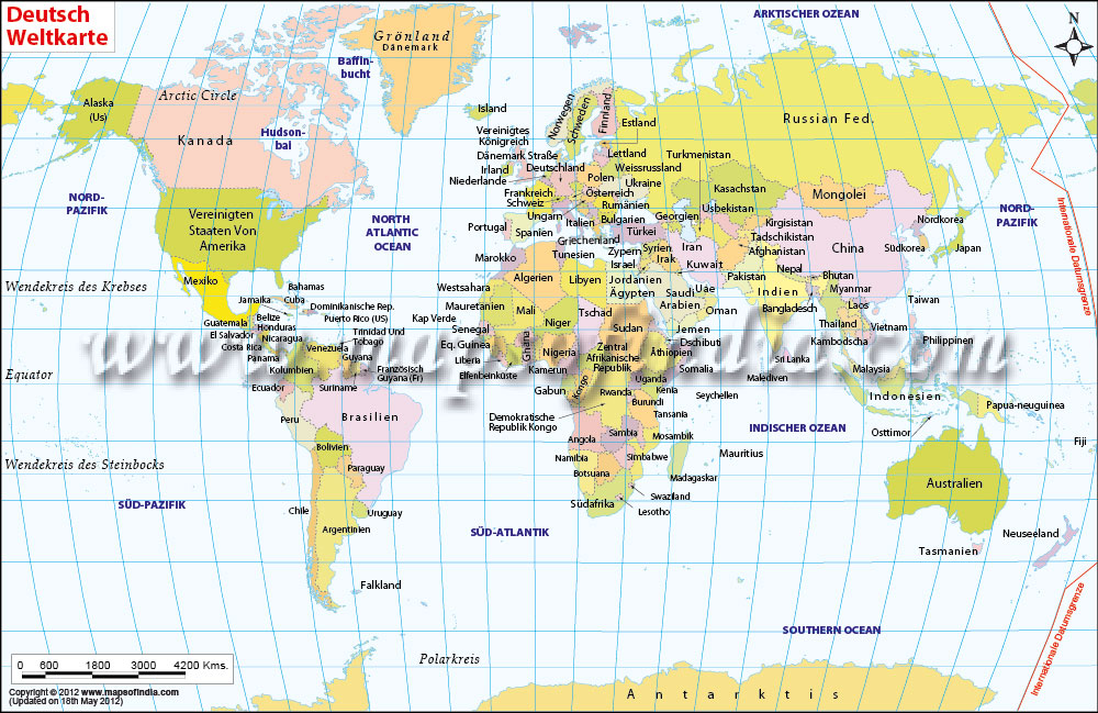 World Map in German