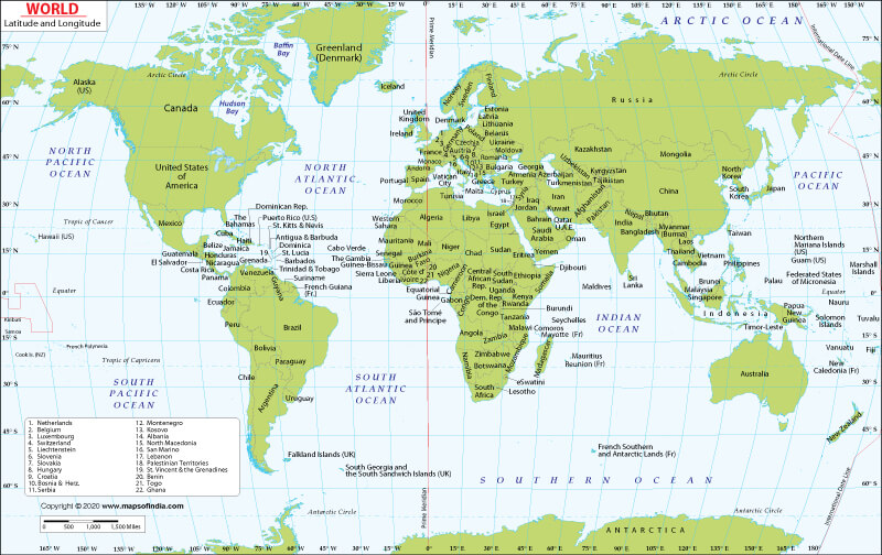 World Map With Latitude And Longitude 