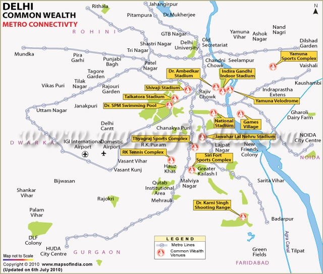 2010 Commonwealth Games Venue with Metro Network