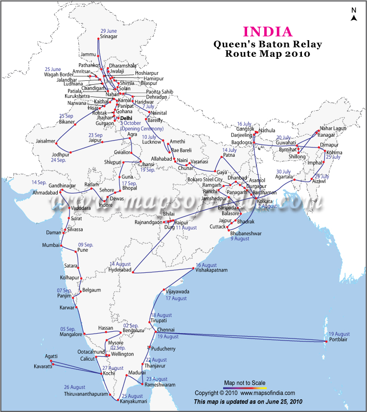 Queens Baton Relay Route Map