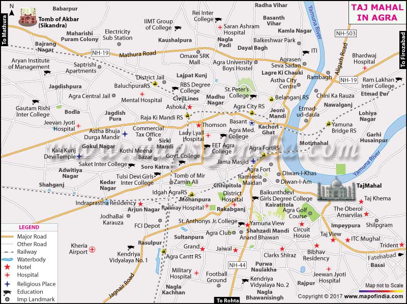 map of taj mahal agra india Taj Mahal Agra India History Map Timings Entry Fee Location map of taj mahal agra india