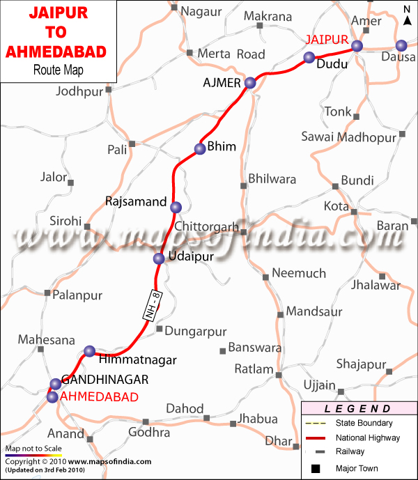 Jaipur To Ahmedabad Route Map