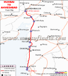 Mumbai to Ahmedabad Route Map