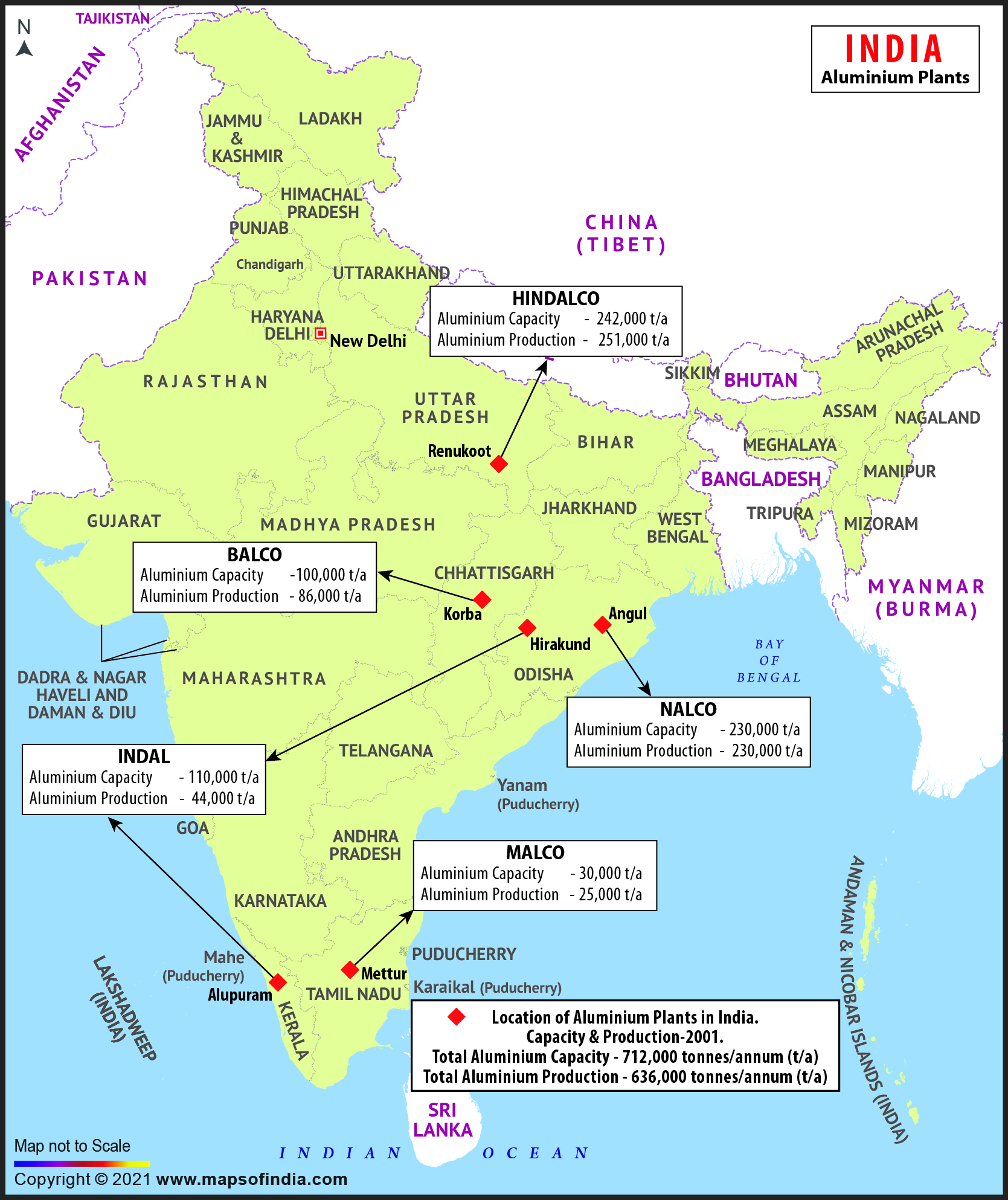 Aluminium Map of India