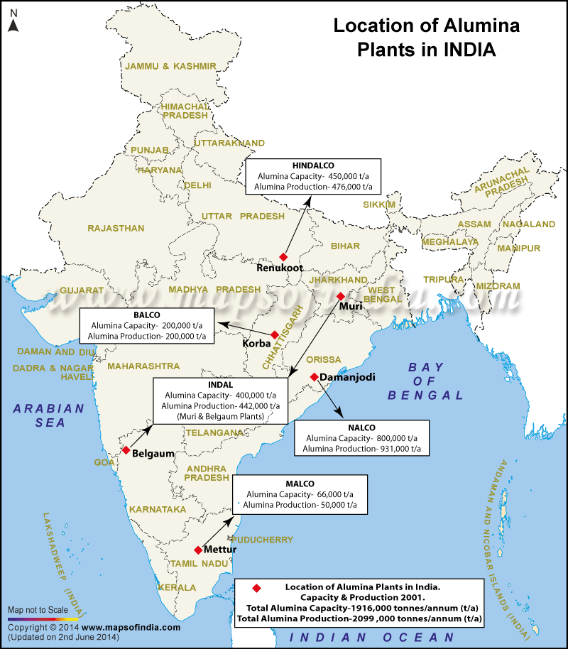 Alumina Map of India