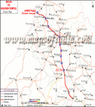 Delhi to Amritsar Route Map