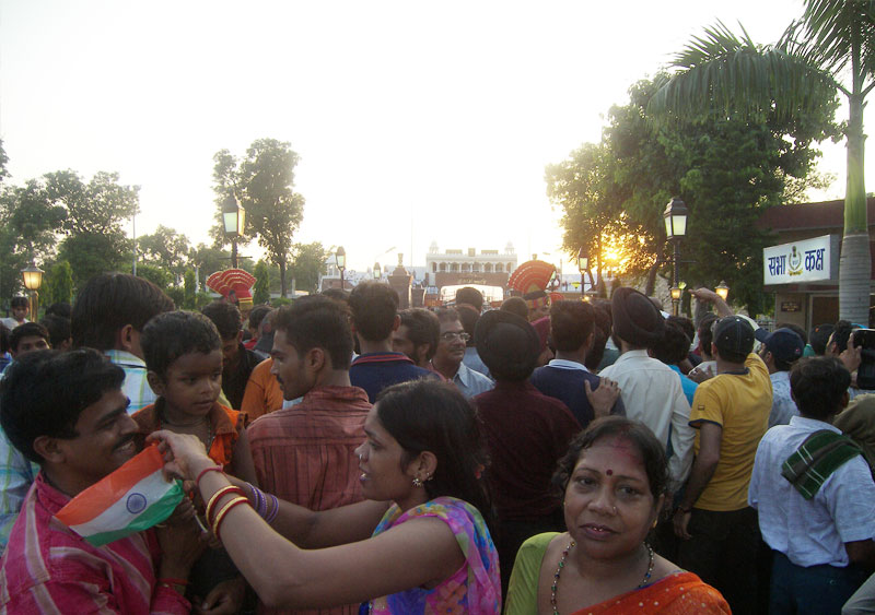People celebrating ceremony at Wagah Border