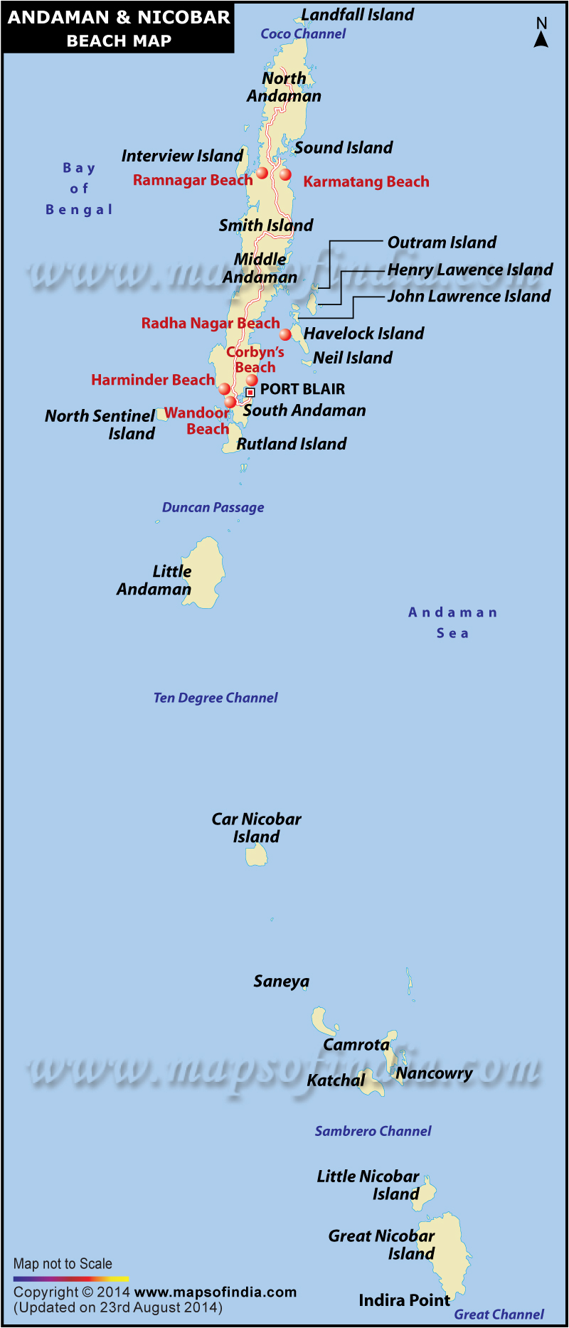 Andaman and Nicobar Island Beaches Map