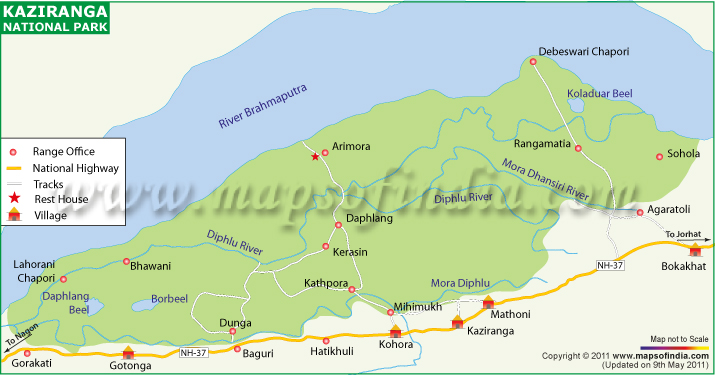 Map of Kaziranga National Park