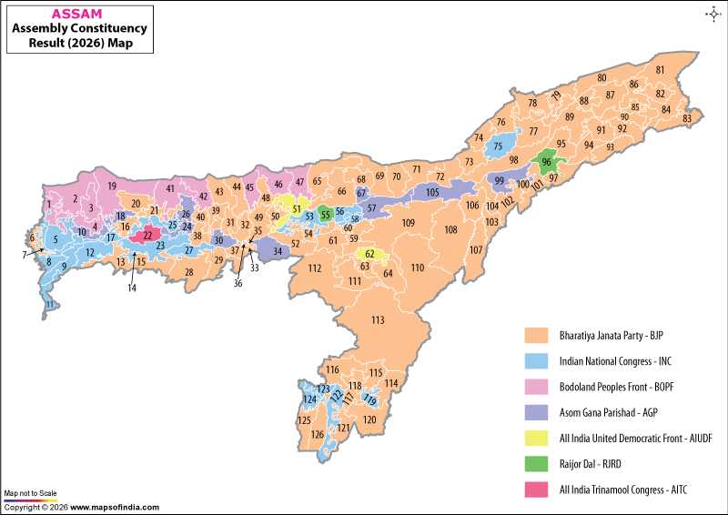 Assam Election Results Map 2026