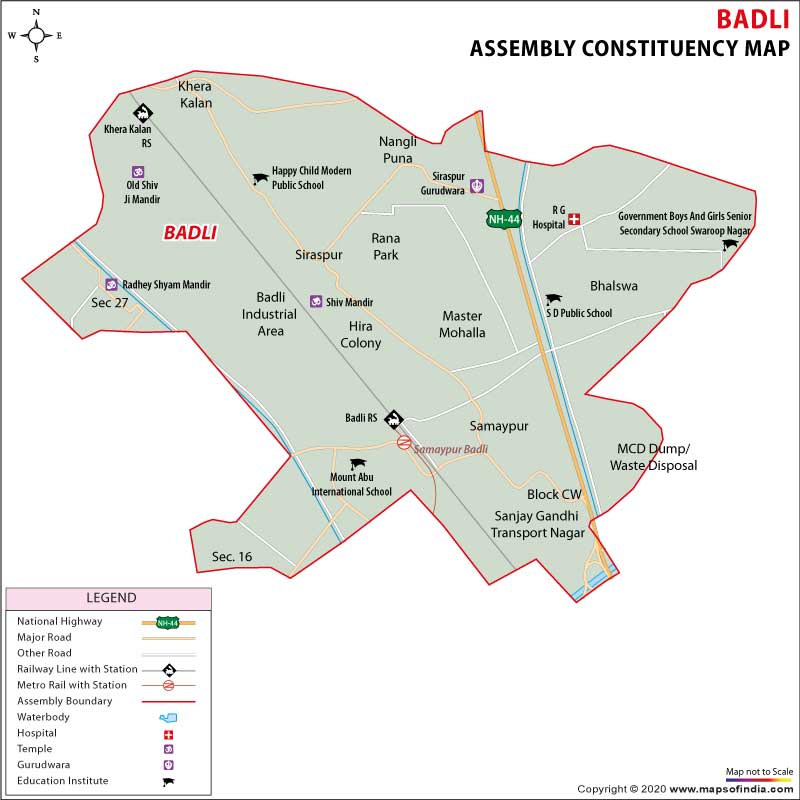  Contituency Map of Badli 2020