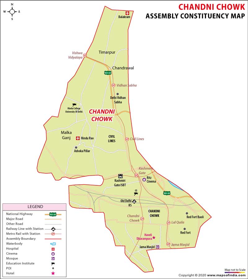 Map of Chandni Chowk Assembly Constituency 2020
